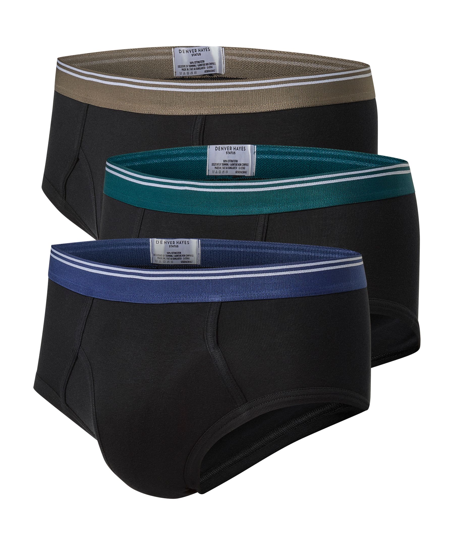 Denver Hayes Men's 3 pk Elastic Basic Briefs
