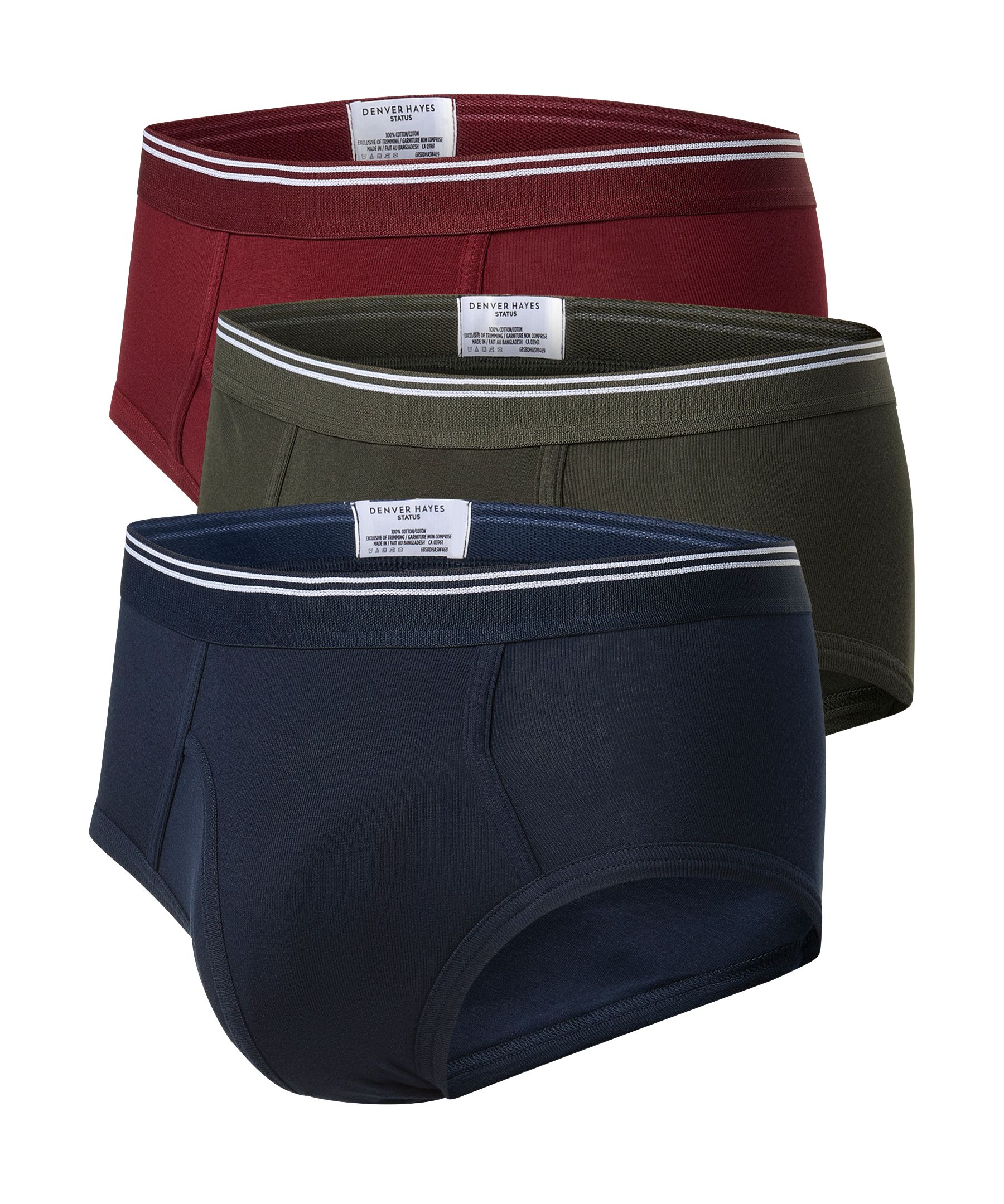 Denver Hayes Men's 3 pk Solid Basic Briefs