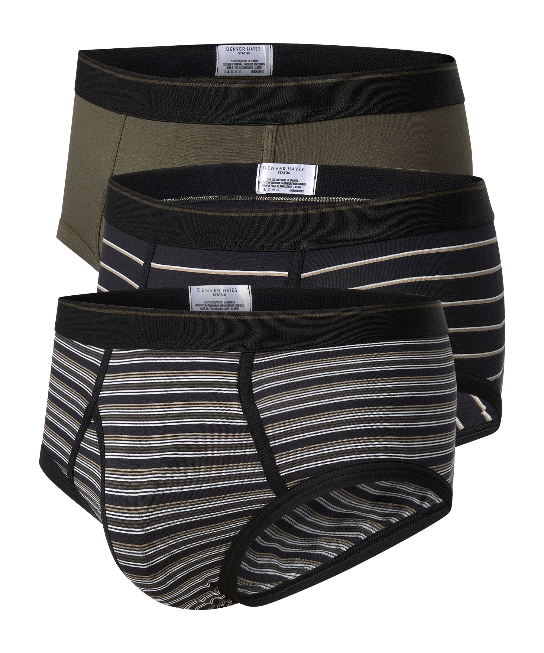 Denver Hayes Men's 3 pk Status Yarn Dye Basic Briefs