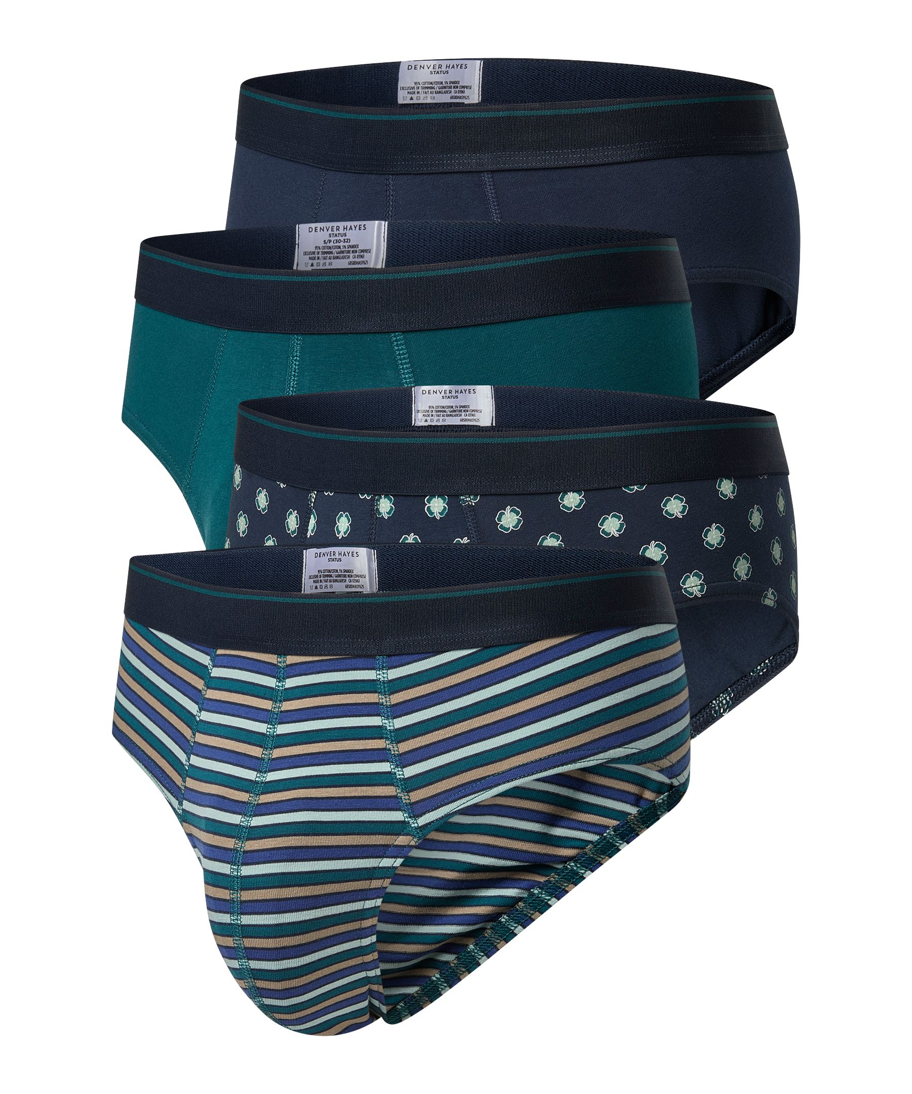Caleçon sport teint en fil pour hommes, Denver Hayes, paquet de 4