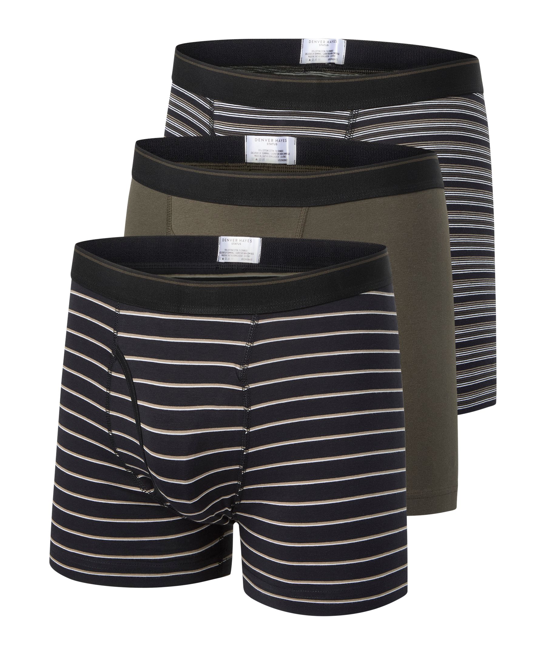 Denver Hayes Men's 3 pk Status Yarn Dye Boxers Briefs