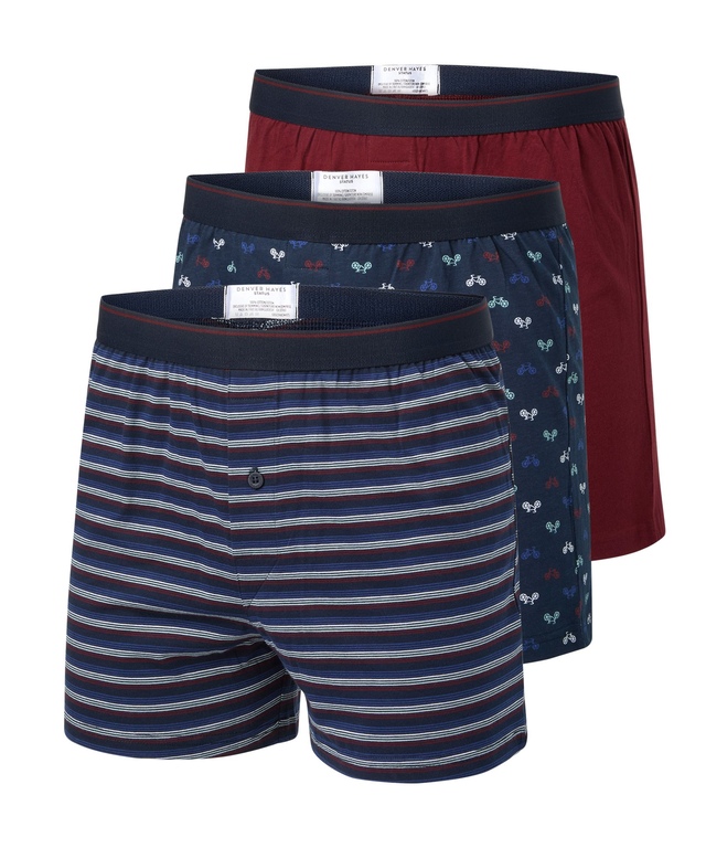 Denver Hayes Men's 3 pk Yarn Dye Loose Fit Boxers