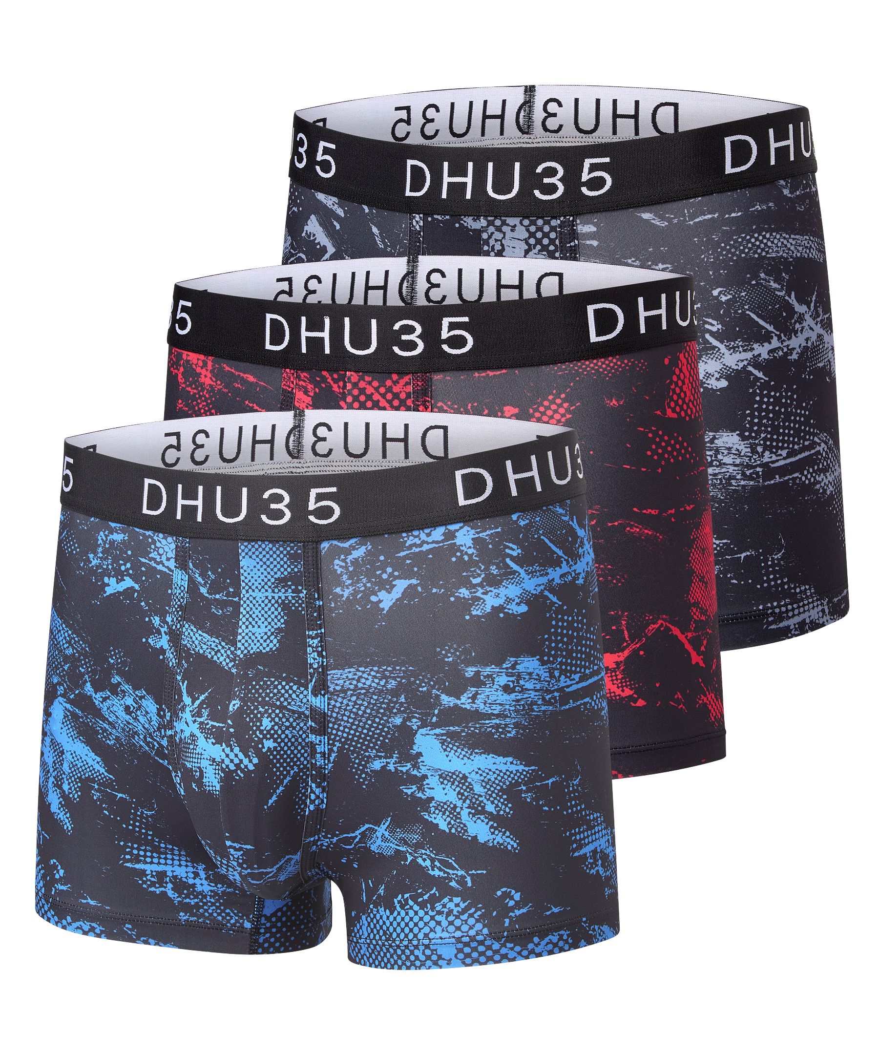 Caleçon court à la mode en microfibre à imprimé abstrait pour hommes, Denver Hayes, paquet de 3
