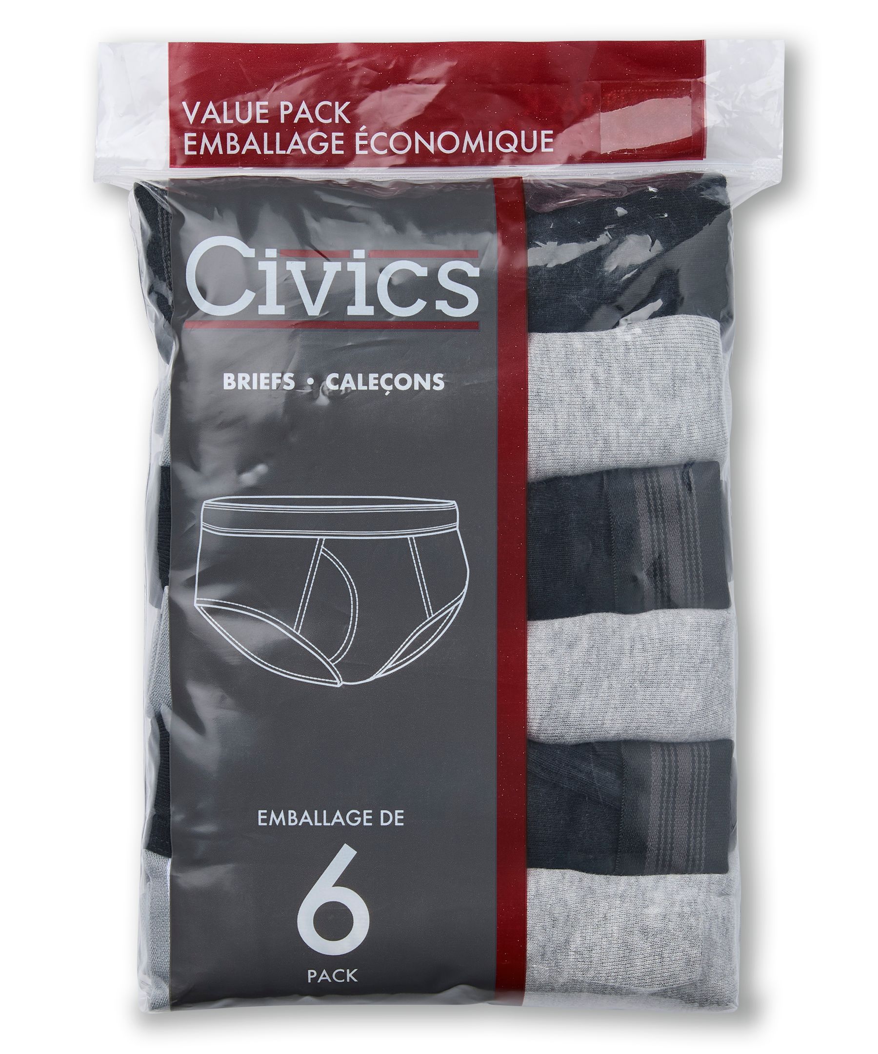 Caleçon en coton pour hommes, Civics, paquet de 6