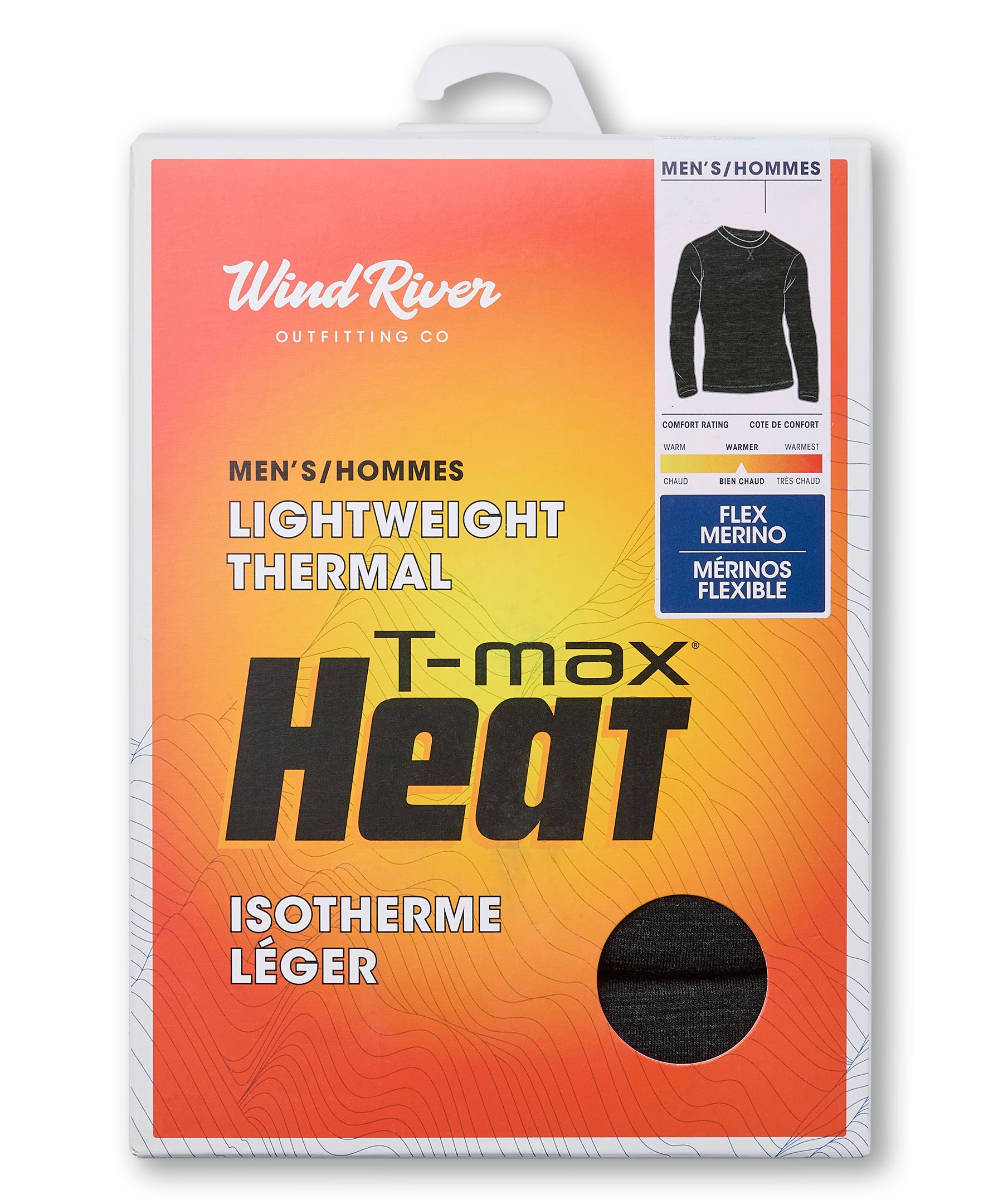 WindRiver Men's T-Max Heat Flex Merino Crewneck Winter Top