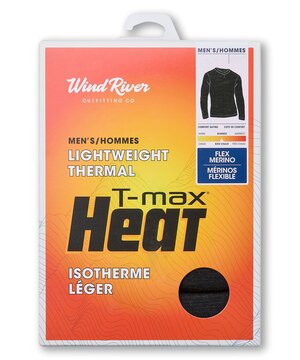 WindRiver Men's T-Max Heat Flex Merino Crewneck Winter Top