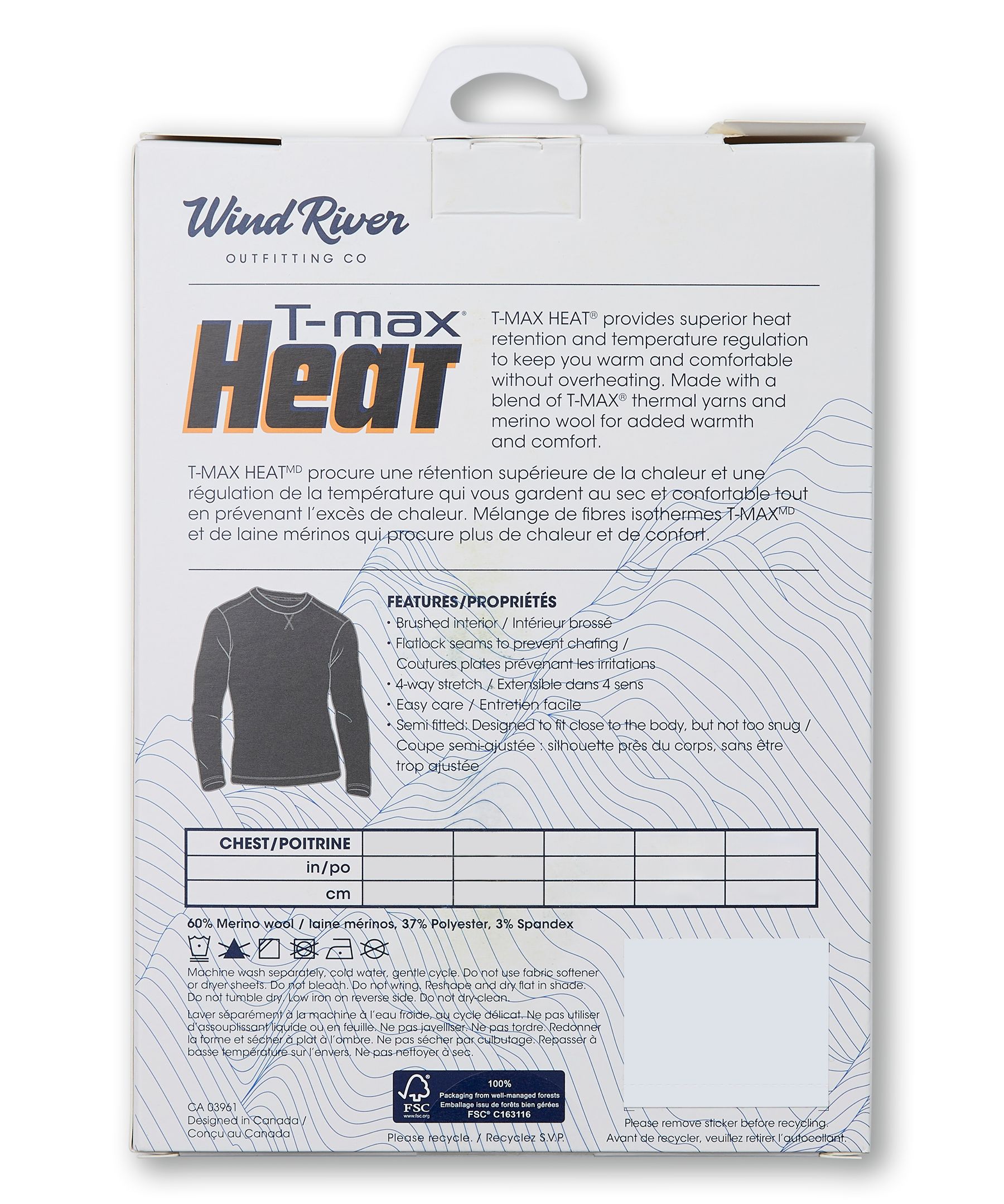 WindRiver Men's T-Max Heat Flex Merino Crewneck Winter Top