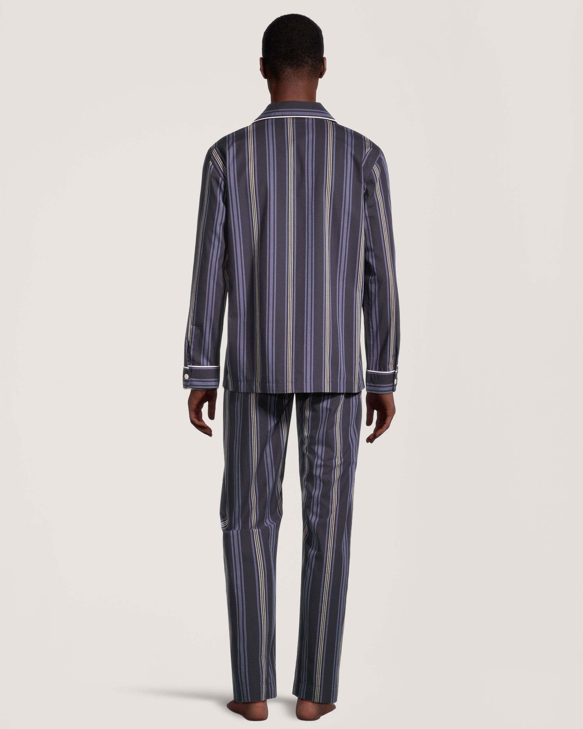 Denver Hayes Men's Chambray Stripe Poplin Pajama Set