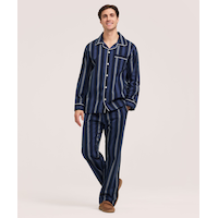 Denver Hayes Men's Chambray Stripe Poplin Pajama Set Front_Flat