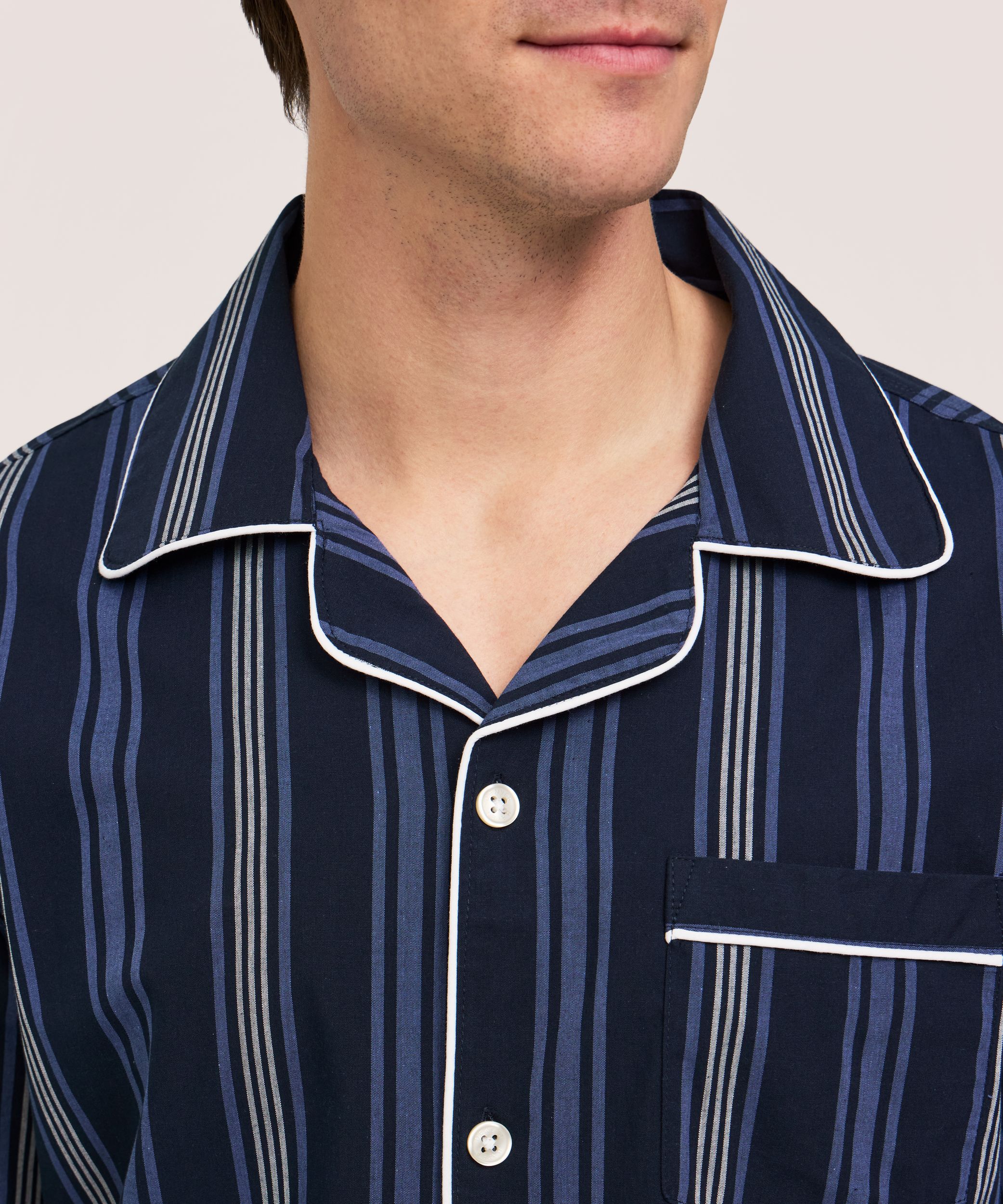 Denver Hayes Men's Chambray Stripe Poplin Pajama Set