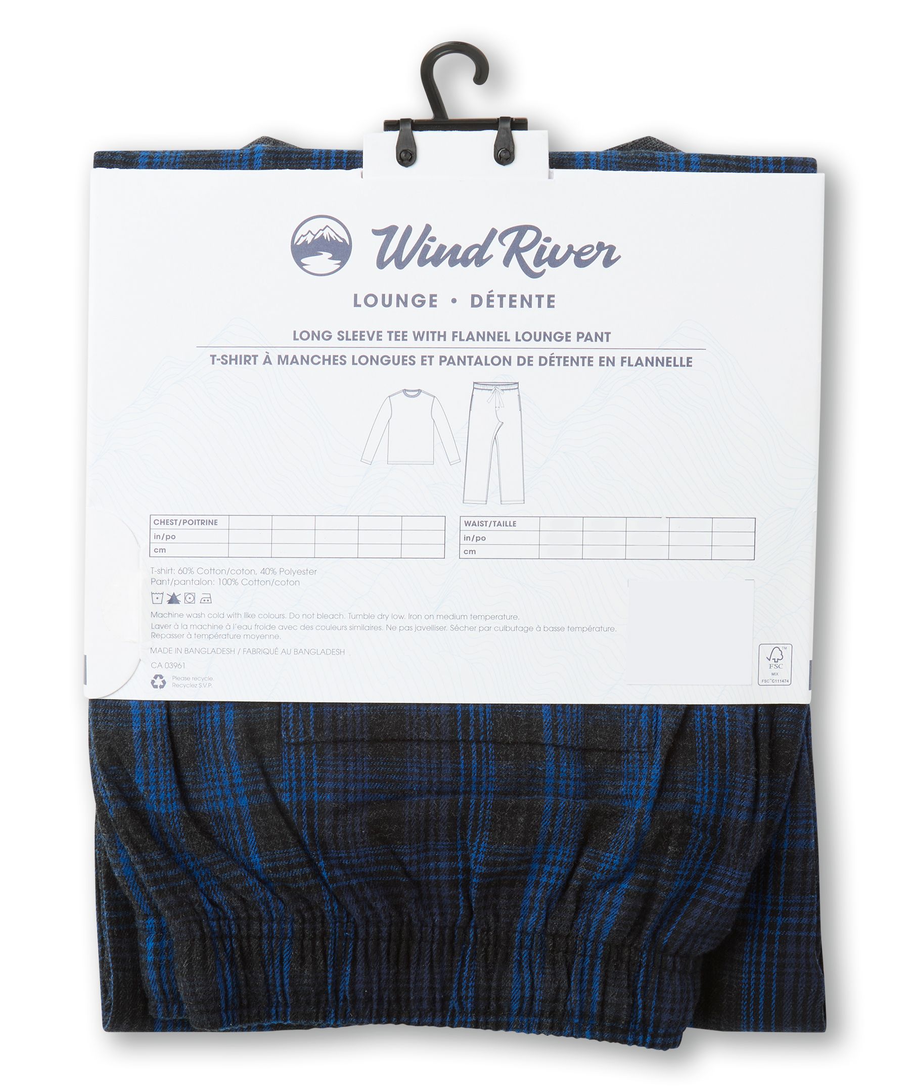 Ensemble de pyjama deux-pièces en flanelle pour hommes, WindRiver