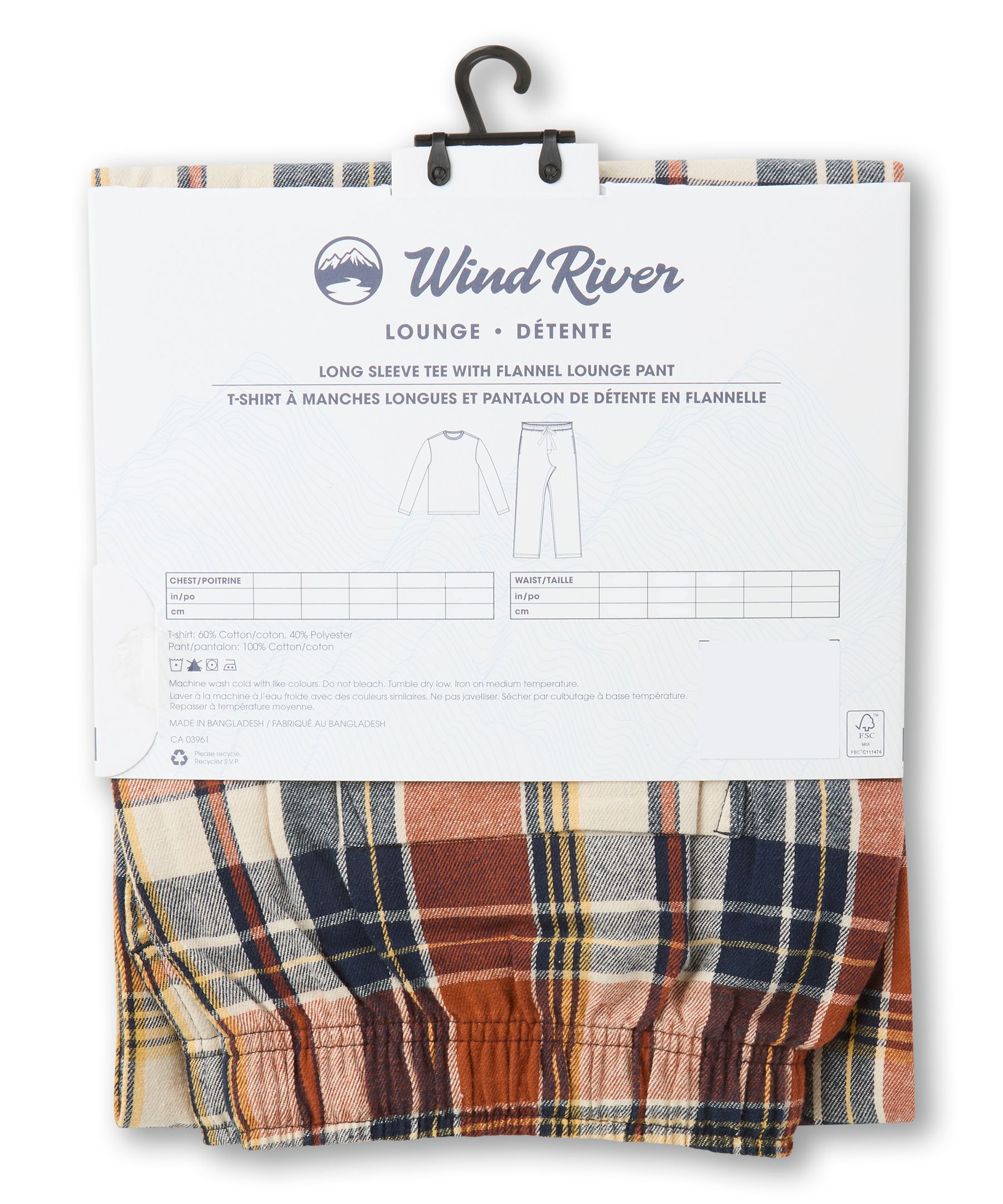 Ensemble de pyjama deux-pièces en flanelle pour hommes, WindRiver