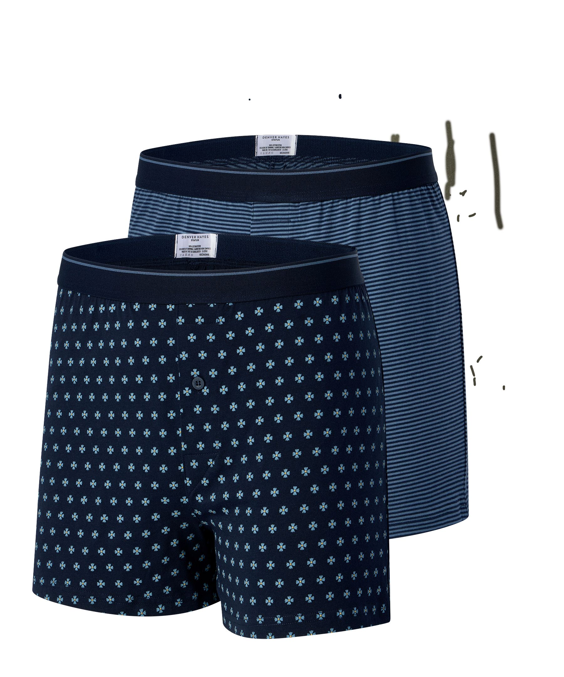 Denver Hayes Men's 3 Pack Yarn Dye Loose Fit Boxers