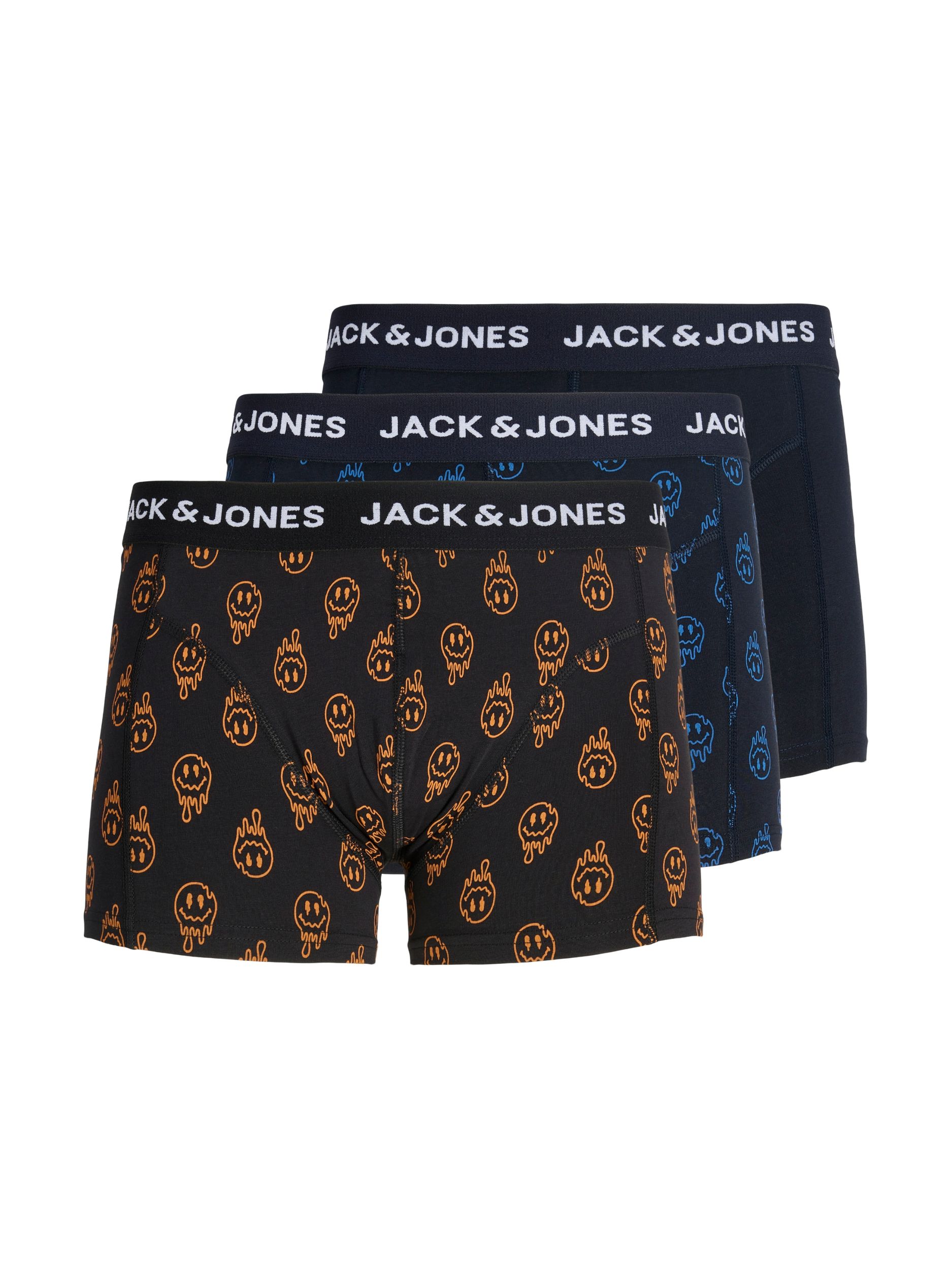 Jack & Jones Men's 3 Pack Jacdale Smiley Trunks Boxers