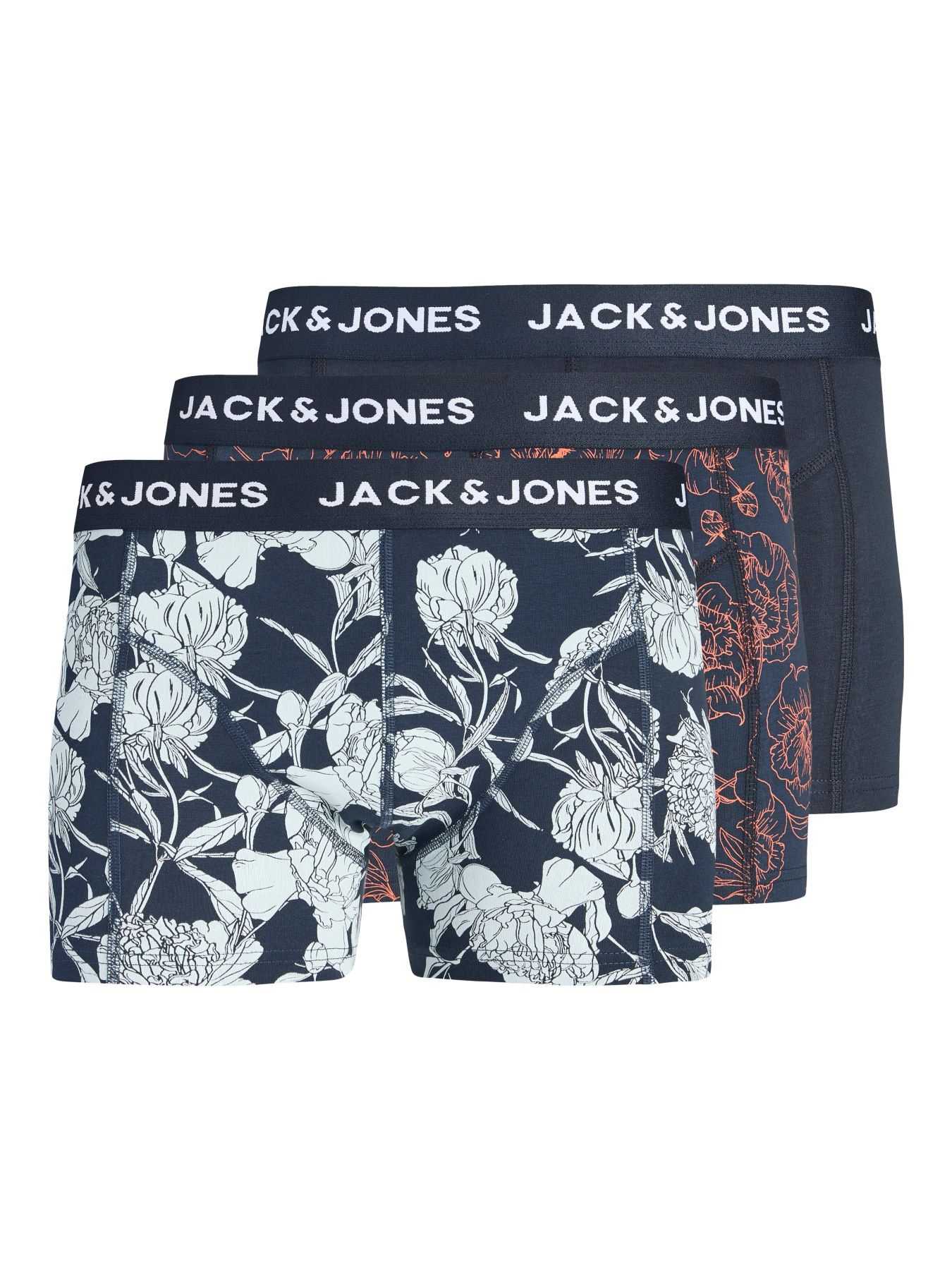Jack & Jones Men's 3 Pack Jacabstract Flower Trunks Boxers