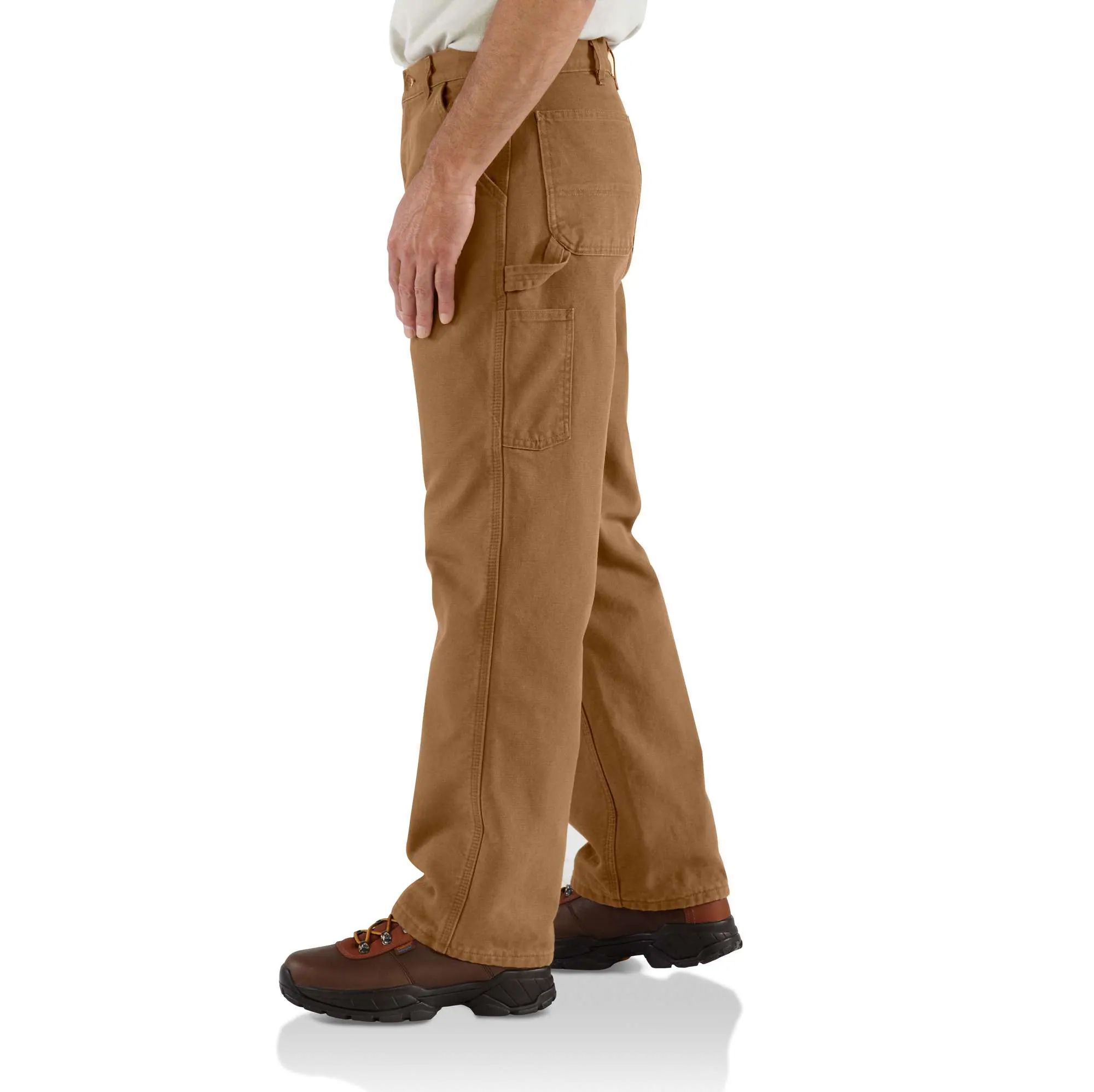 Pantalon de travail doublé en coutil lavé à jambe droite et coupe ample pour hommes, Carhartt