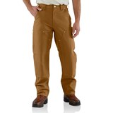 Carhartt Men's Firm Duck Rugged Utility Loose Fit Double Front Dungaree Work Pants Front_Flat