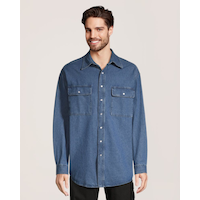 Dakota WorkPro Series Men's Snap Front Denim Work Shirt Front_Flat