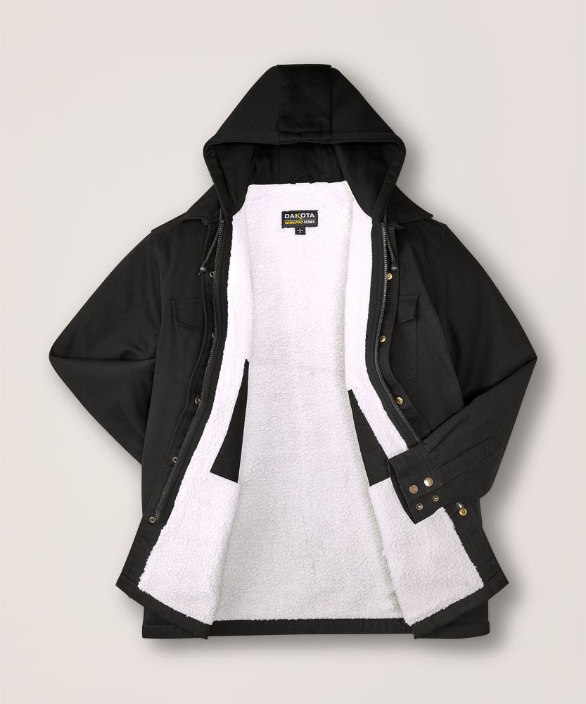 Chemise de travail Dakota Workpro Series en coutil doublé de sherpa, à capuche, pour hommes