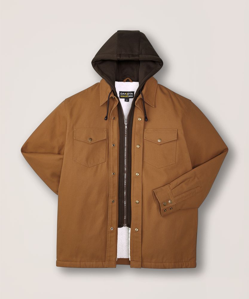 Chemise de travail Dakota Workpro Series en coutil doublé de sherpa, à capuche, pour hommes