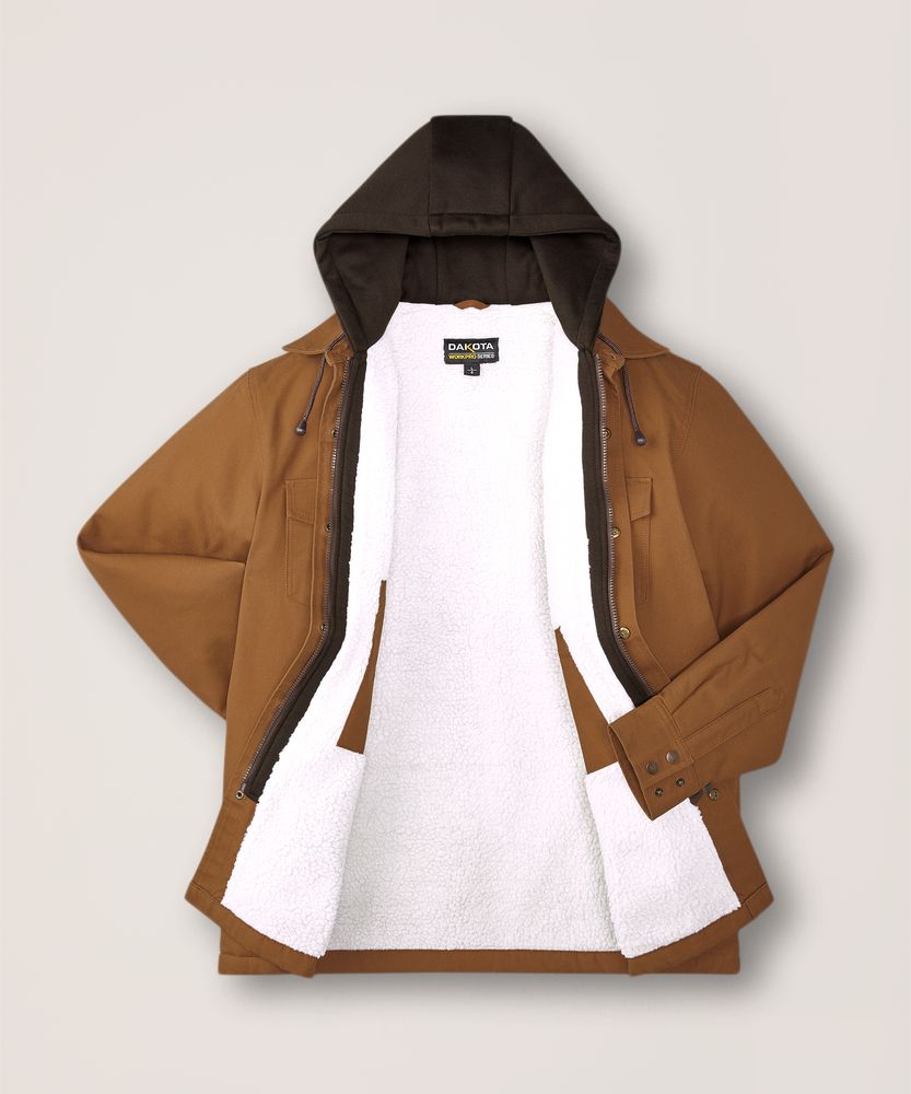 Chemise de travail Dakota Workpro Series en coutil doublé de sherpa, à capuche, pour hommes