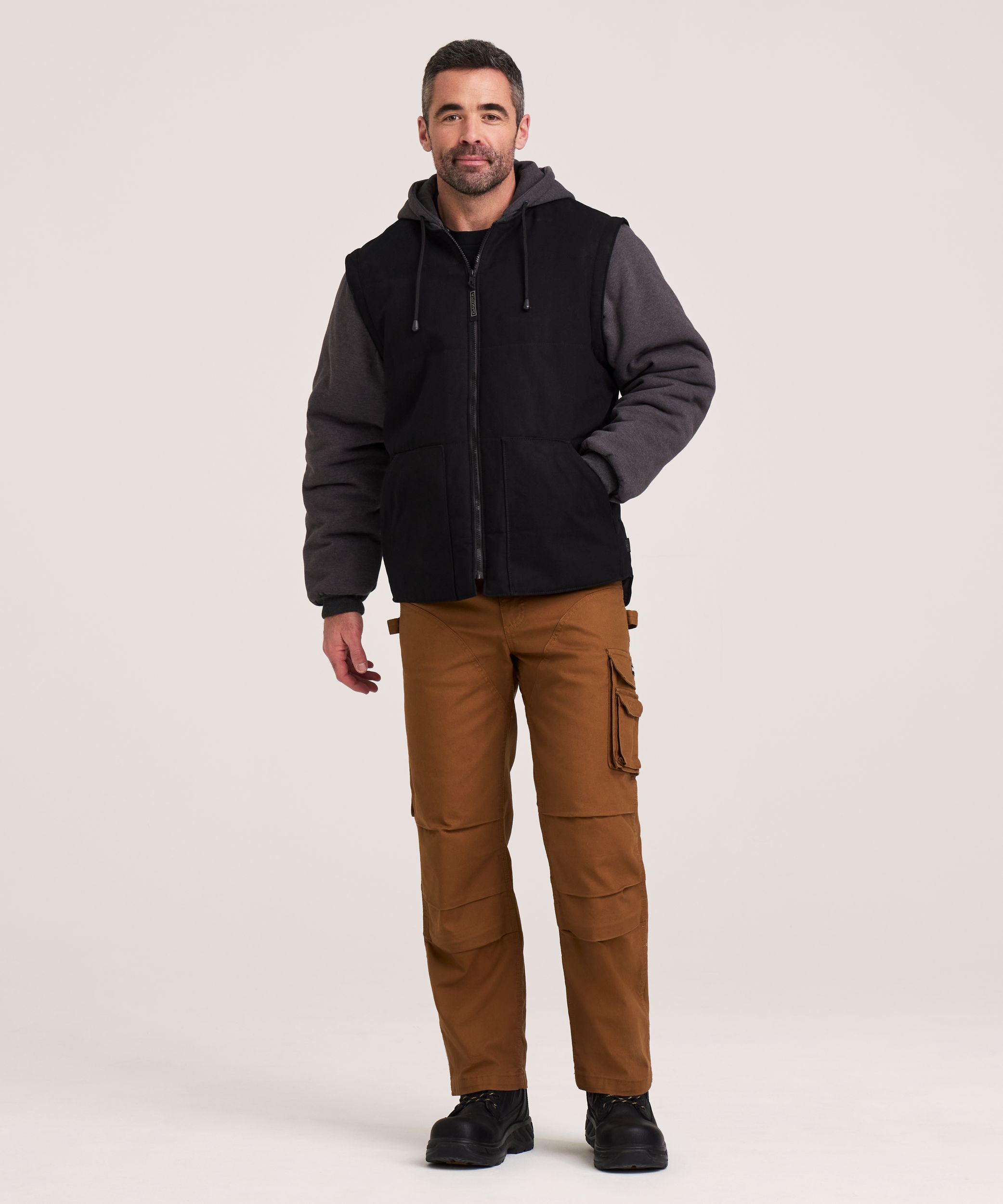 Veste-gilet matelassée Dakota WorkPro Series en coutil de coton à manches amovibles par glissière, pour hommes