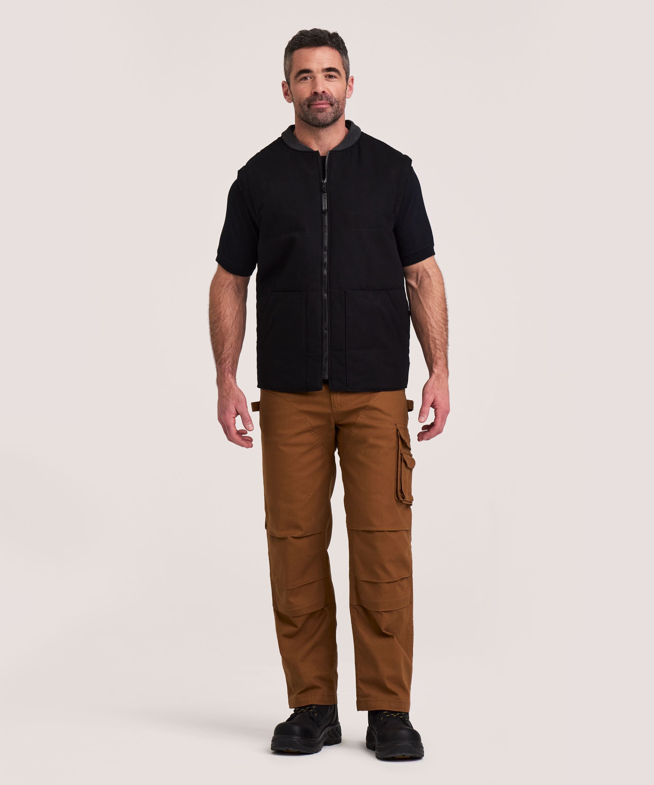 Veste-gilet matelassée Dakota WorkPro Series en coutil de coton à manches amovibles par glissière, pour hommes