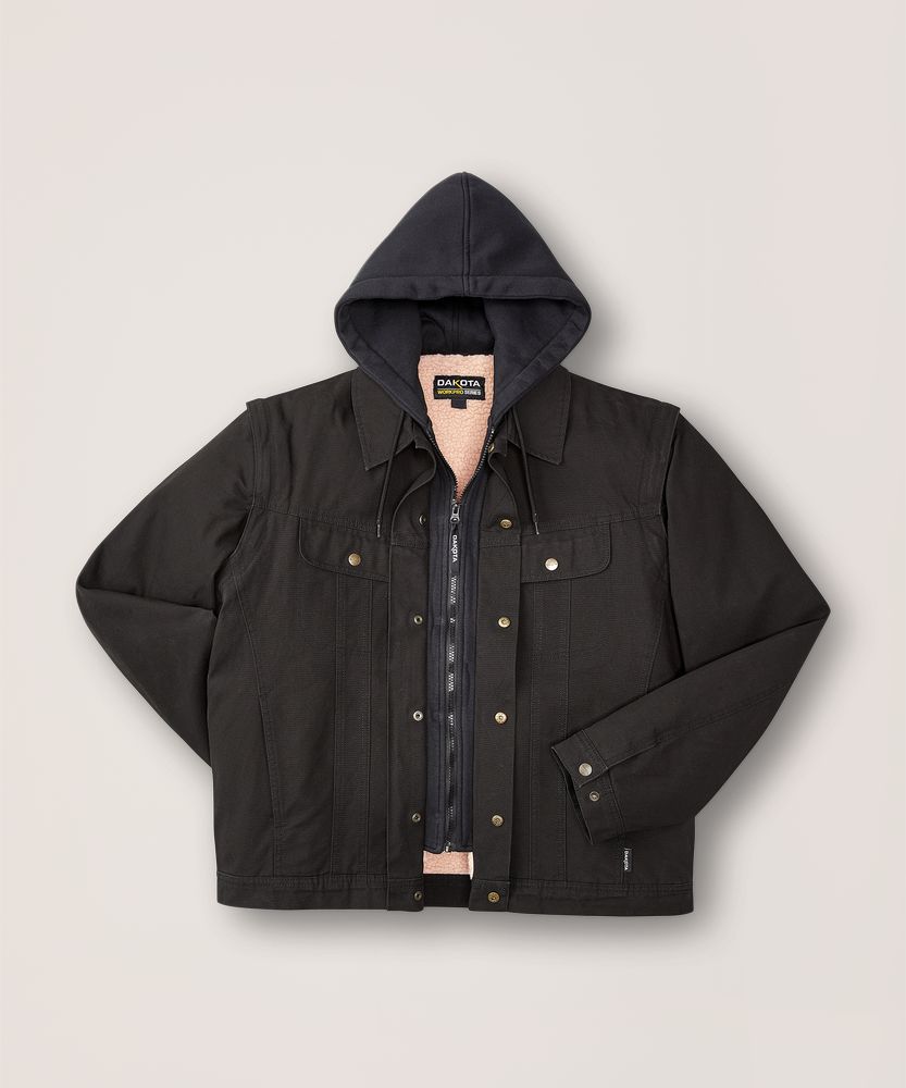 Veste à capuche Dakota Workpro Series en toile prélavée doublée de sherpa, pour hommes