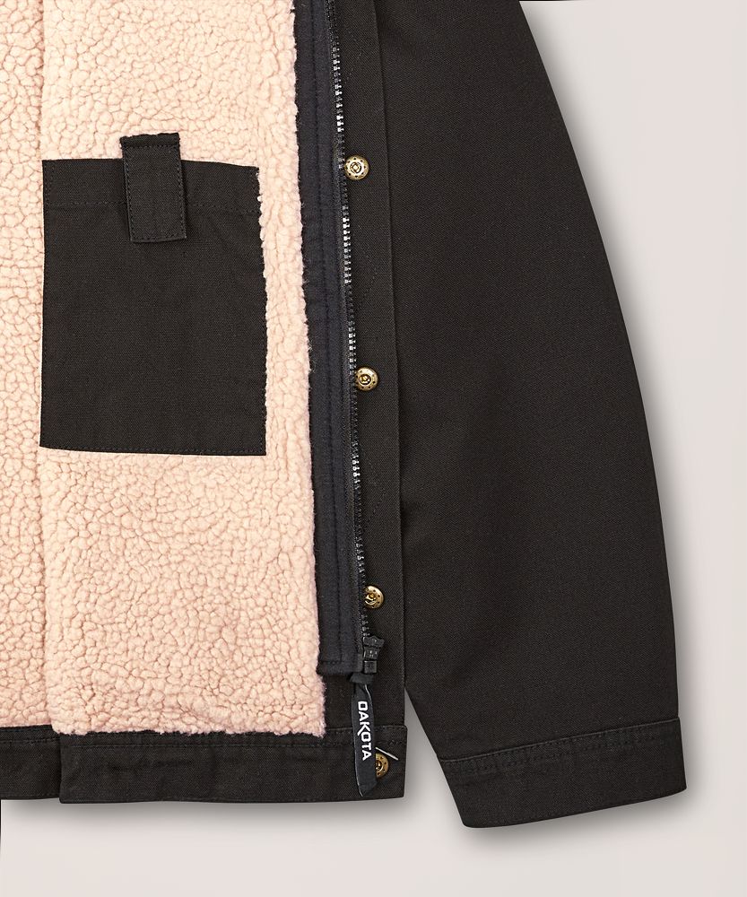 Veste à capuche Dakota Workpro Series en toile prélavée doublée de sherpa, pour hommes