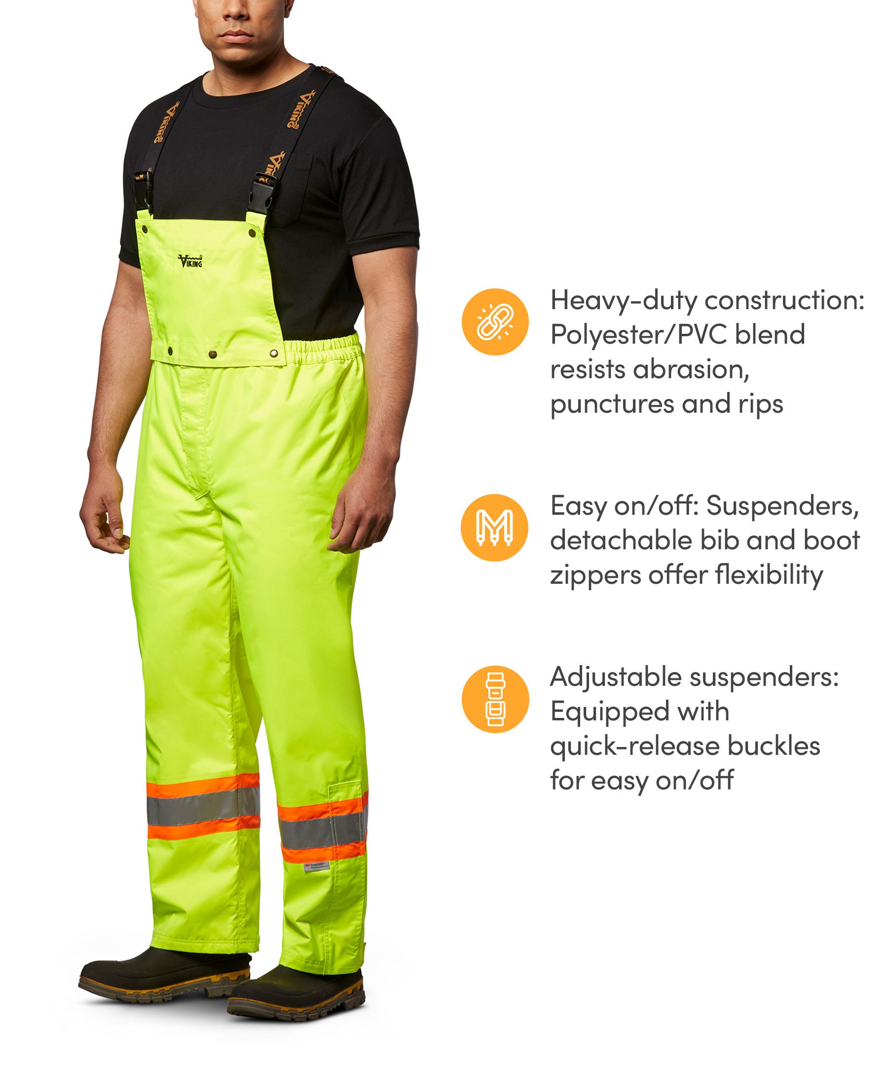 Viking® Men's Professional Journeyman 300D Waterproof Safety Detachable Bib Pants