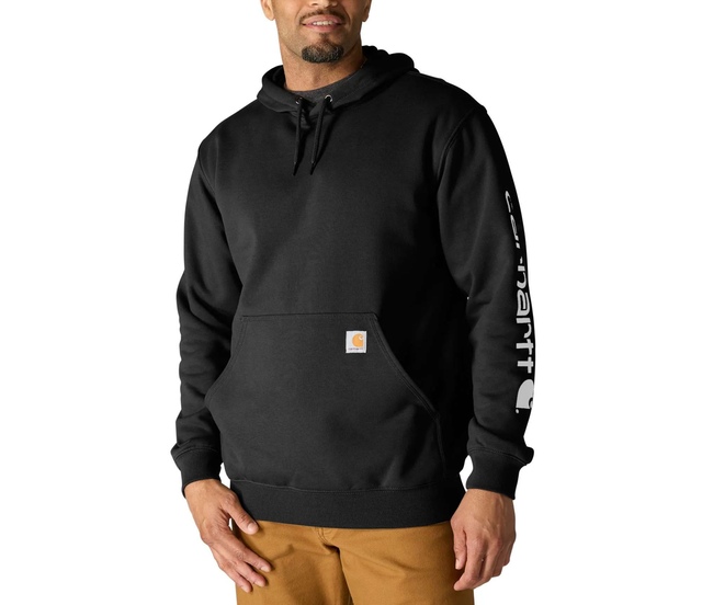 Chandail en molleton à capuche de poids moyen avec logo sur la manche pour hommes, Carhartt