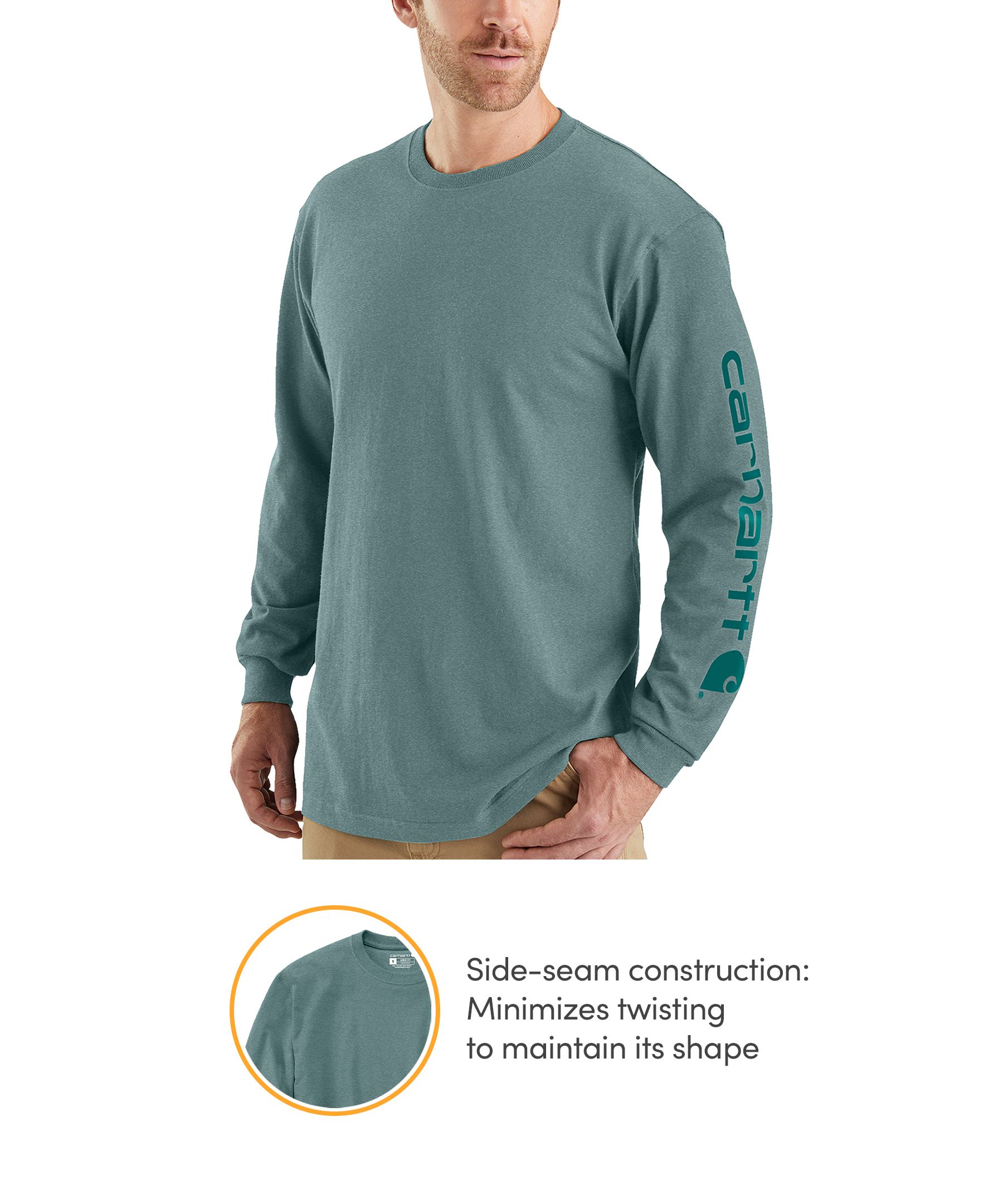 Carhartt Men's Loose Fit Sleeve Logo Long Sleeve Graphic T