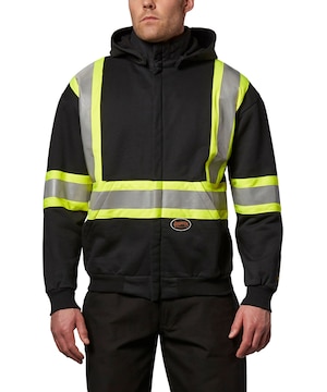 Chandail de sécurité à capuche Pioneer haute visibilité, épais et ignifuge, homologué CSA Z462 et Z96, pour hommes