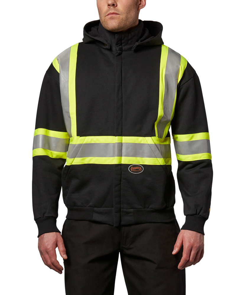 Pioneer Men s CSA Z462 Z96 Flame Resistance Hi Vis Heavyweight Safety Hoodie Black