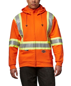 Chandail de sécurité à capuche Pioneer haute visibilité, épais et ignifuge, homologué CSA Z462 et Z96, pour hommes