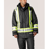 Dakota WorkPro Series Men's Hi Vis Hyper-Dri 3 Waterproof T-Max Lined Rip Stop Polyester Parka Jacket Front_Flat