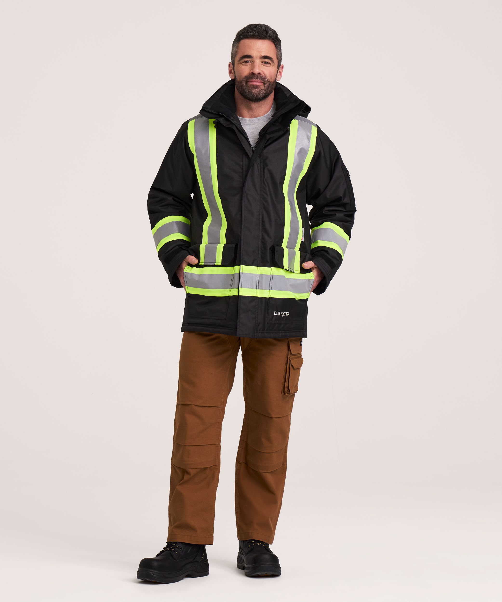 Dakota WorkPro Series Men's Hi Vis Hyper-Dri 3 Waterproof T-Max Lined Rip Stop Polyester Parka Jacket