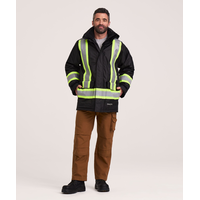 Dakota WorkPro Series Men's Hi Vis Hyper-Dri 3 Waterproof T-Max Lined Rip Stop Polyester Parka Jacket Front_Flat