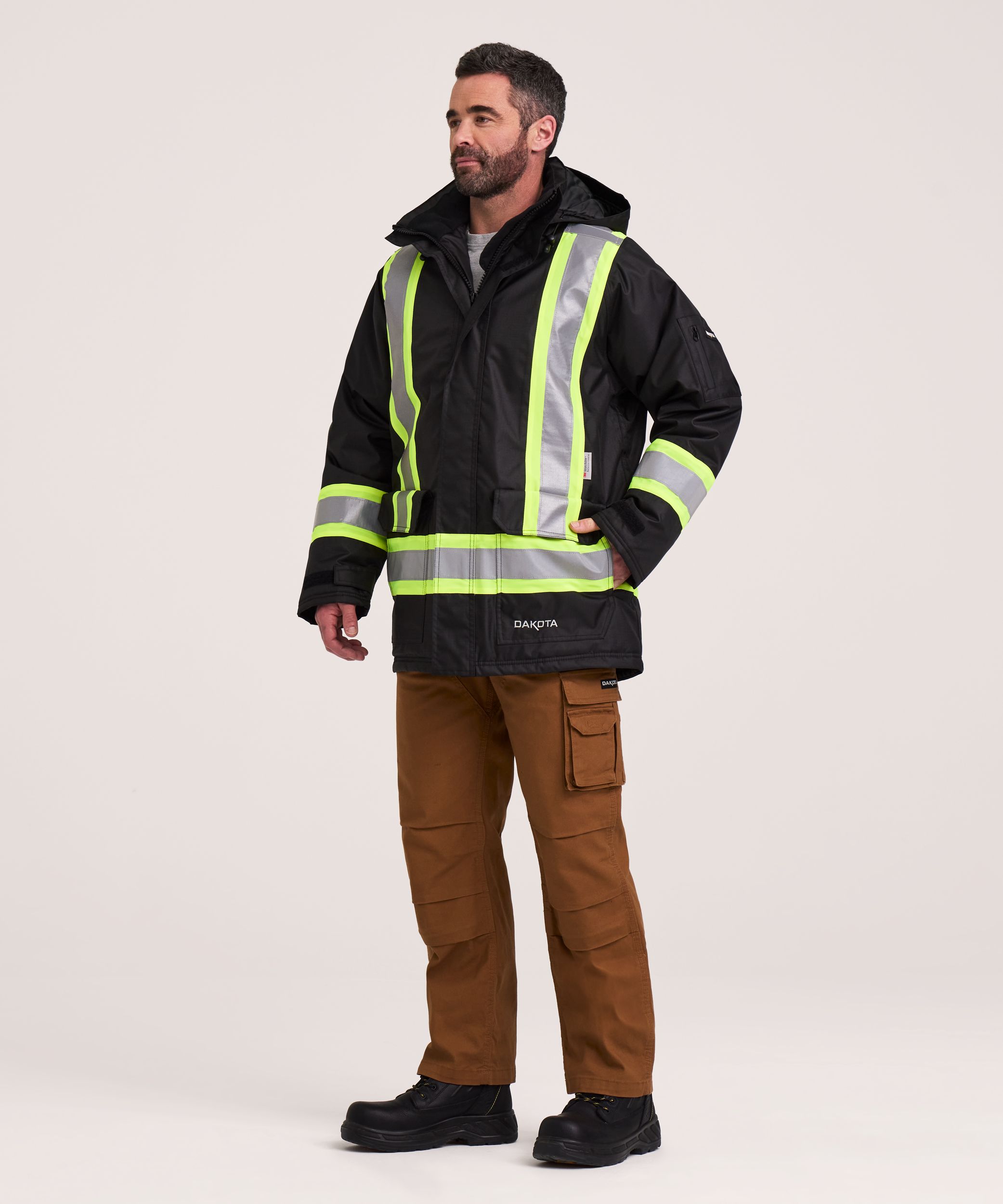 Dakota WorkPro Series Men's Hi Vis Hyper-Dri 3 Waterproof T-Max Lined Rip Stop Polyester Parka Jacket