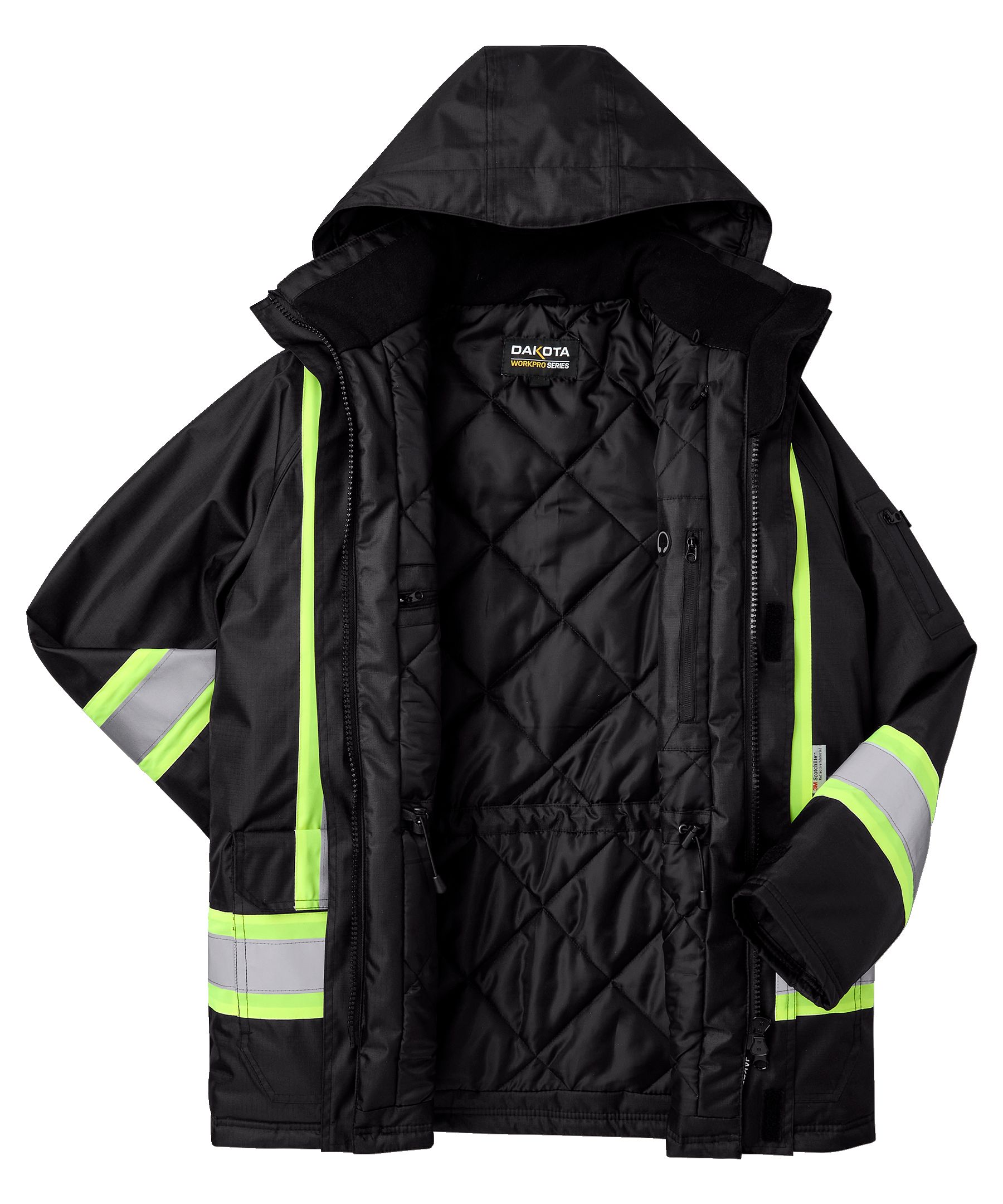 Dakota WorkPro Series Men's Hi Vis Hyper-Dri 3 Waterproof T-Max Lined Rip Stop Polyester Parka Jacket