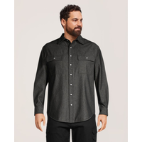 Chemise Dakota Workpro Series fait de denim en coton en couleur, à devant à boutons pression, pour hommes Front_Flat