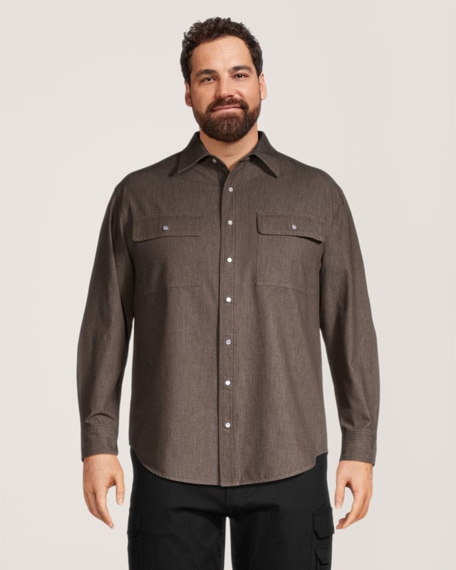 Chemise Dakota Workpro Series fait de denim en coton en couleur, à devant à boutons pression, pour hommes