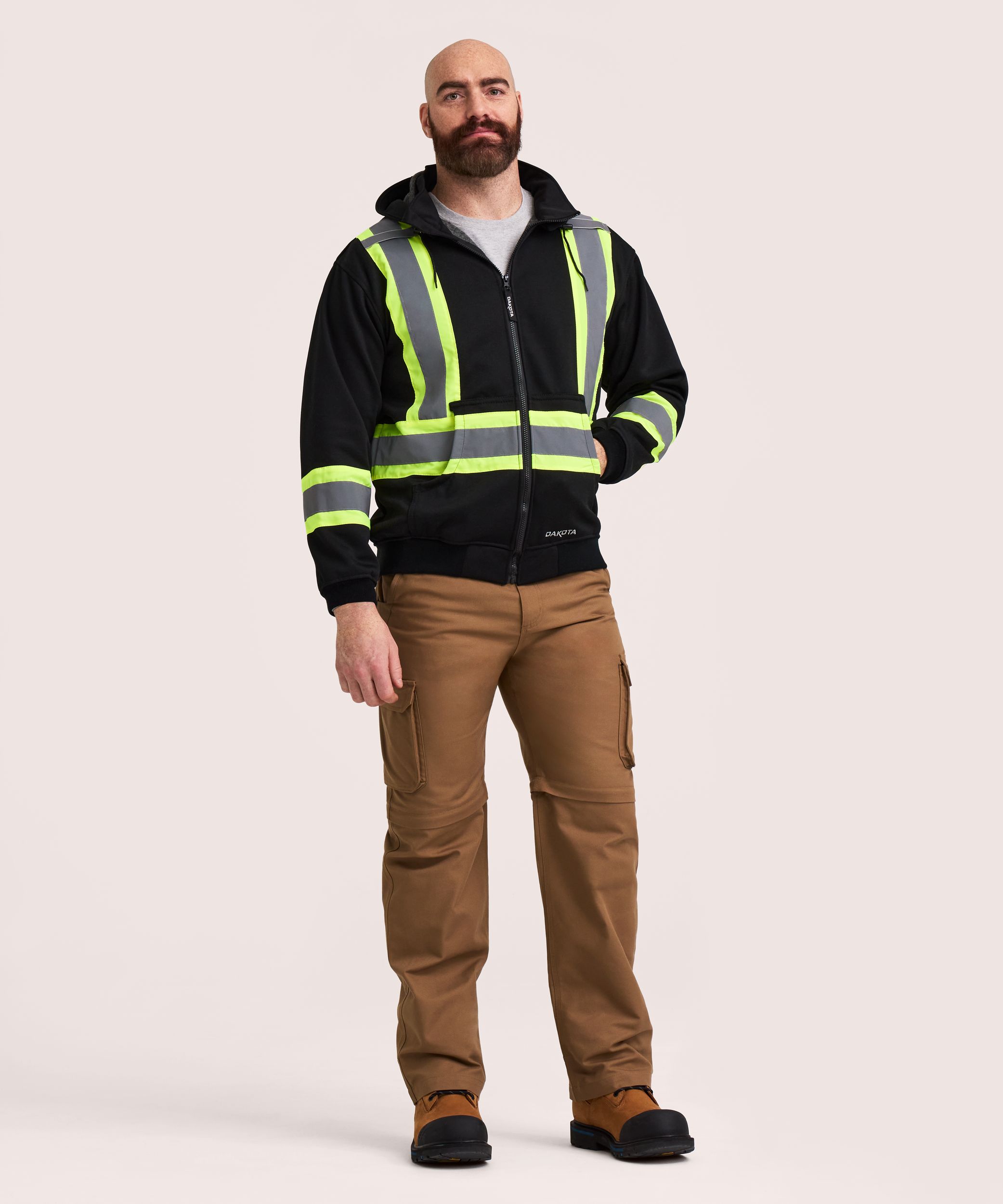 Chandail en molleton doublé haute visibilité Dakota WorkPro Series, à capuche et à glissière pleine longueur, pour hommes