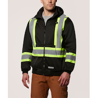 Chandail en molleton doublé haute visibilité Dakota WorkPro Series, à capuche et à glissière pleine longueur, pour hommes Front_Three_Fourths_Angled_Left