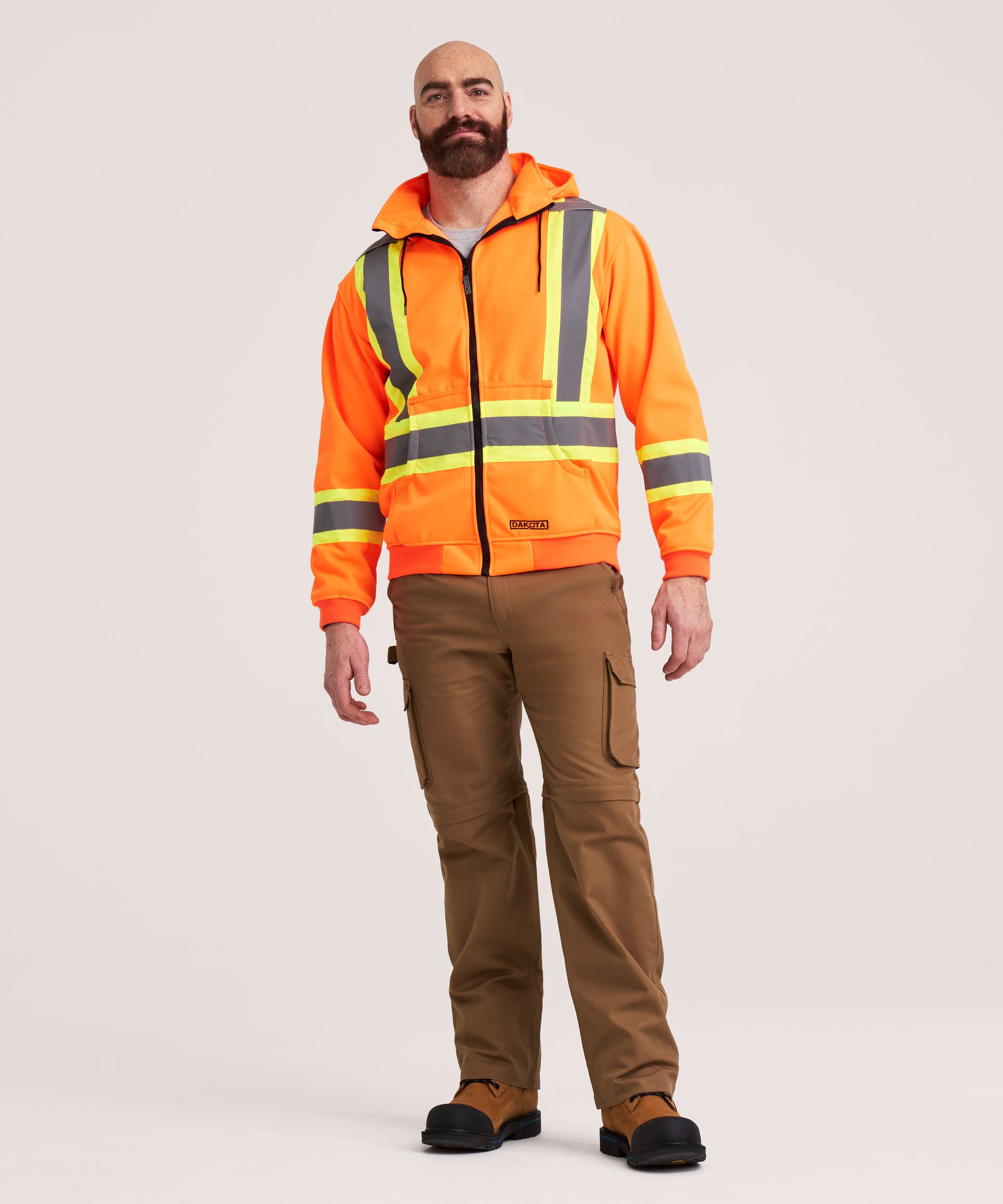 Chandail en molleton doublé haute visibilité Dakota WorkPro Series à capuche et à glissière pleine longueur, pour hommes
