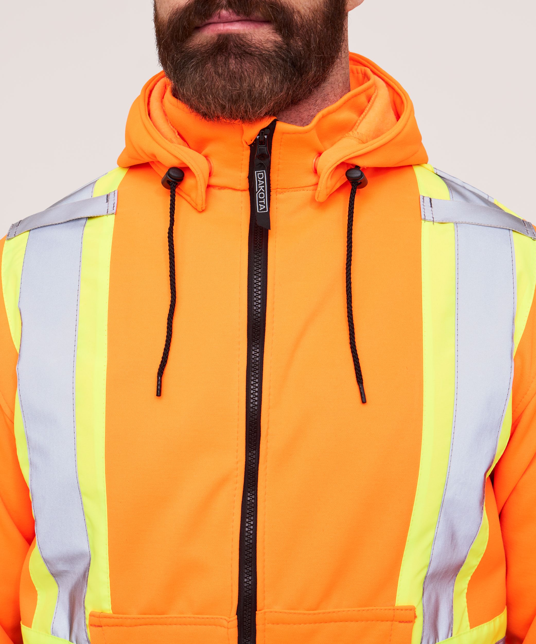 Chandail en molleton doublé haute visibilité Dakota WorkPro Series à capuche et à glissière pleine longueur, pour hommes