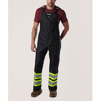 Dakota WorkPro Series Men's Hi Vis Hyper-Dri 3 Waterproof Rip Stop Bib Overalls - Black Front_Flat