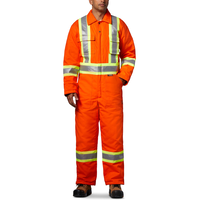 Tough Duck Combinaison de travail en coutil de coton doublée avec bordure de 4 pouces pour hommes Front_Flat