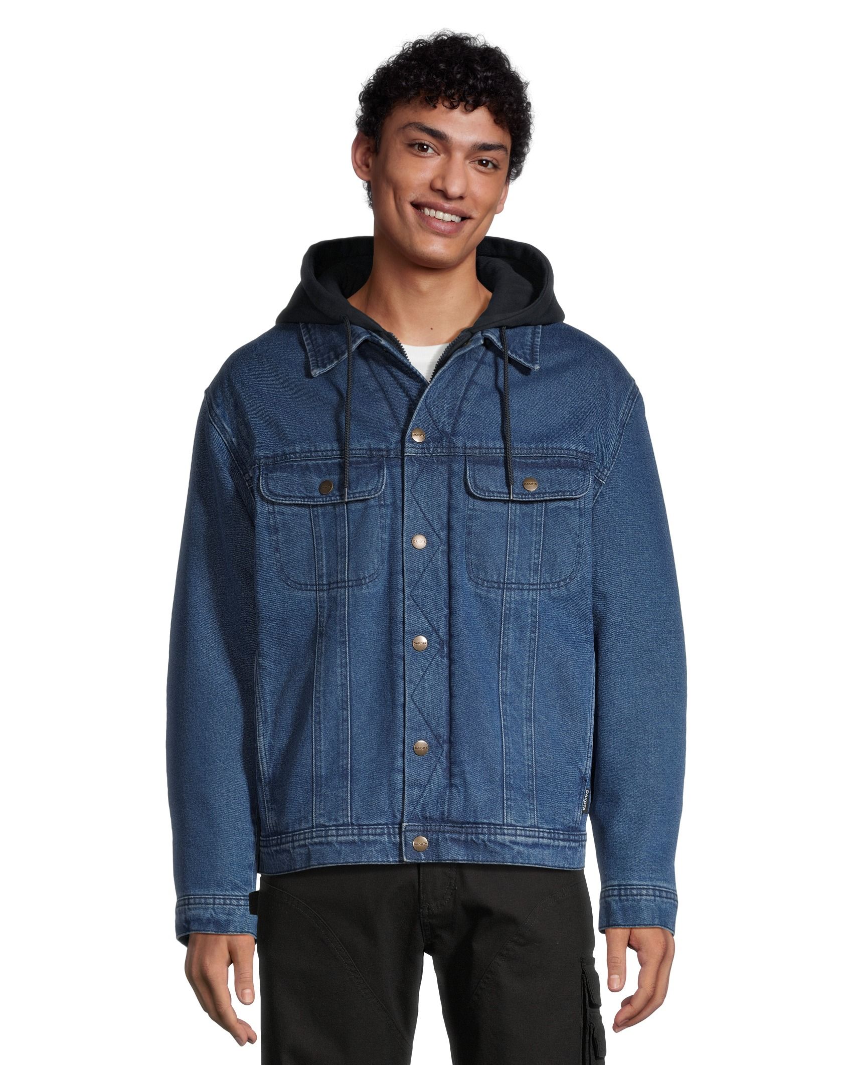Sweatshirt Hooded Denim Jacket - Medium Wash