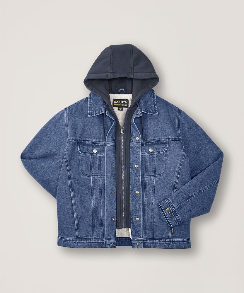 Dakota WorkPro Series Men's Washed Denim Sherpa Lined Hooded